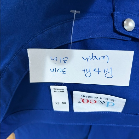 Denim & co. 4X bold Blue Button-Down Women's popover shirt new without tags - Picture 2 of 5